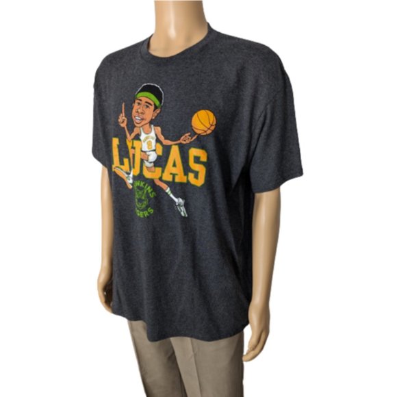 Stranger Things Lucas Hoops T-Shirt XL - Picture 4 of 8